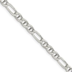 4.5mm Sterling Silver Solid Figaro Anchor Chain Necklace, 20 Inch